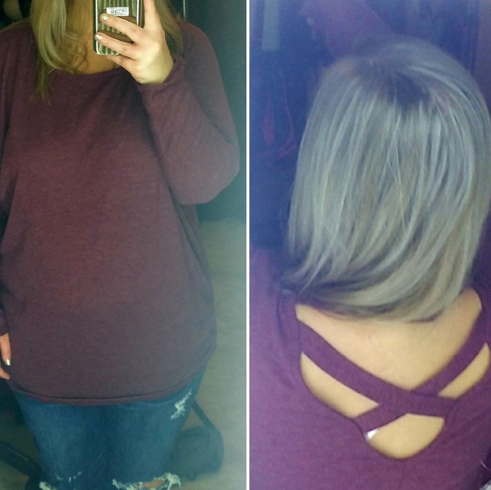 Maroon longsleeve top crossed open back 1x